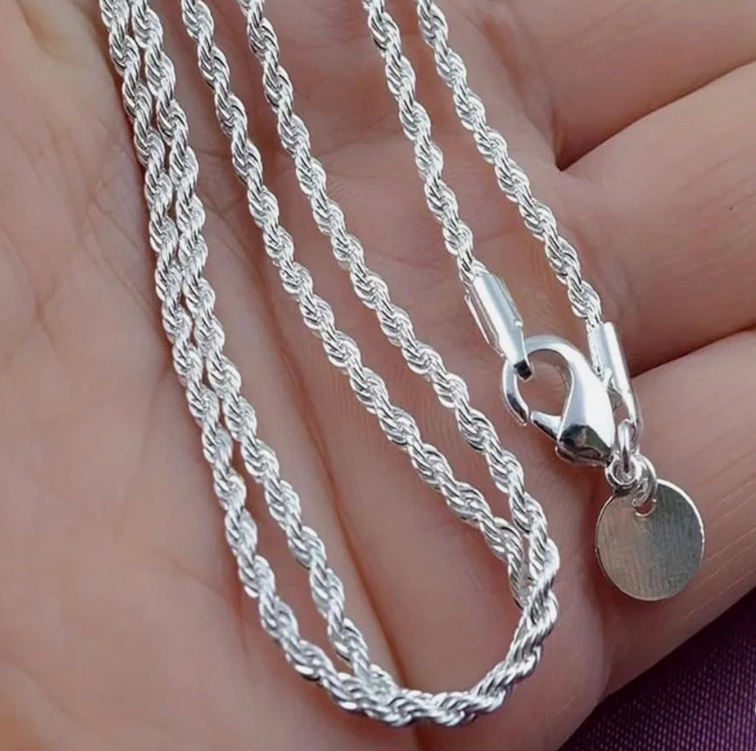 Elegante collar de cadena giratoria para mujeres y hombres - Precioso color plateado, delicado y resistente, cadena de 0.091 in en longitudes