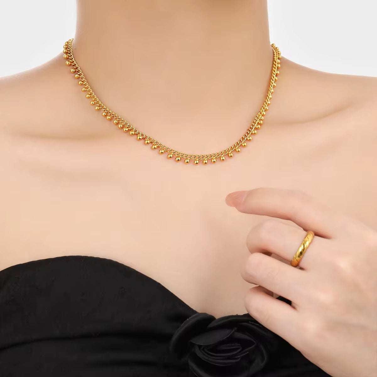 Collar delicada 18K chapado en oro cubano enlace
gargantilla collares